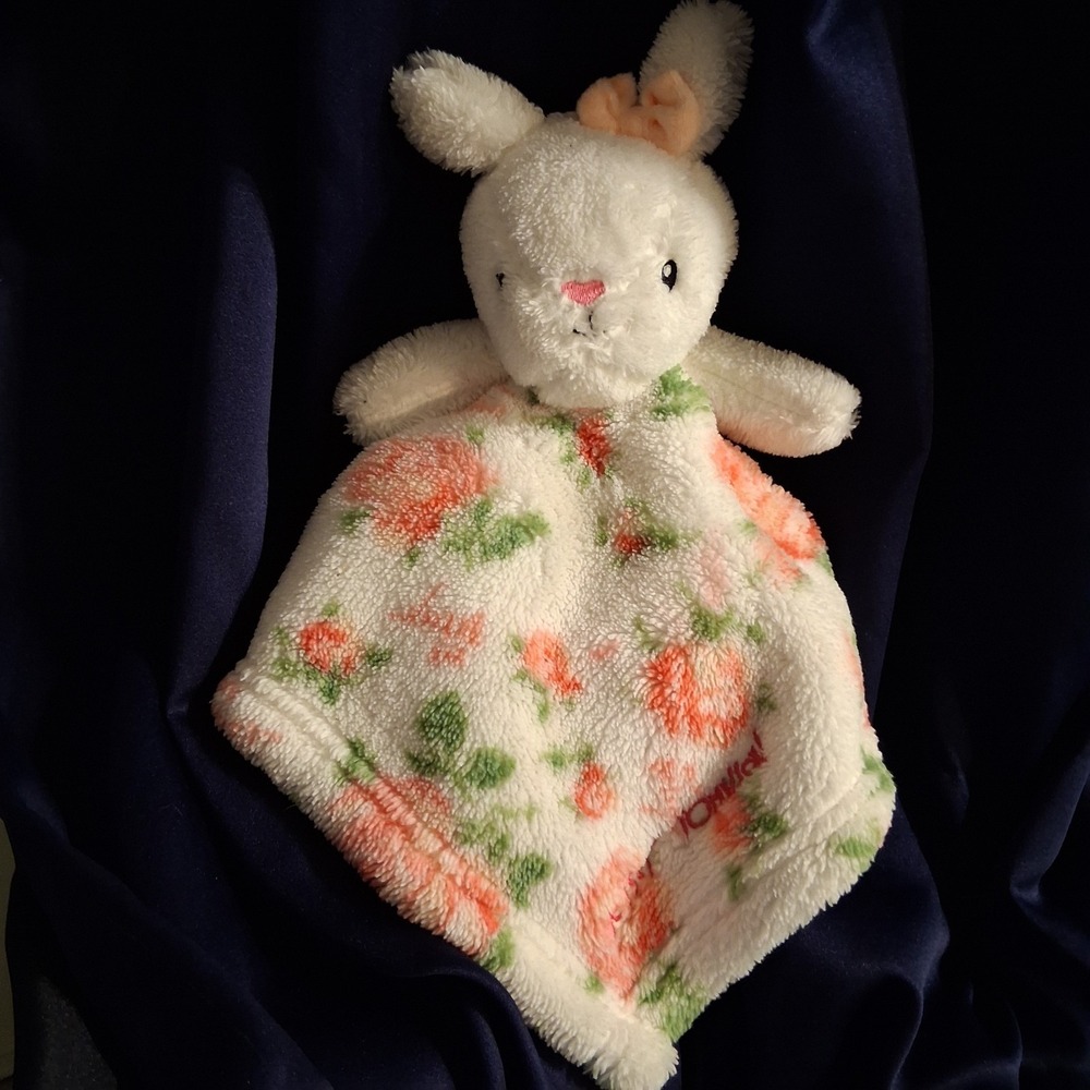 Betsey Johnson Lovey Bunny Rabbit Pink Rose Floral Security‎ Blanket Plush Baby